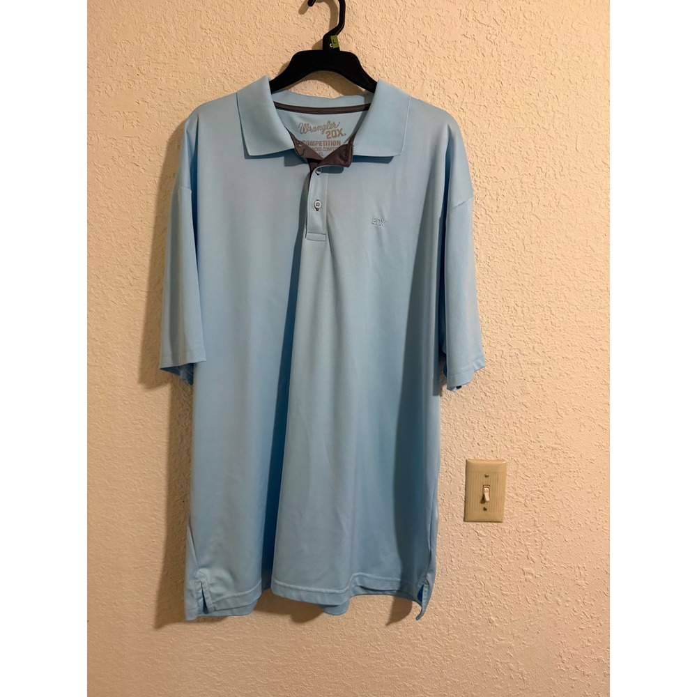 Wrangler 20X Competition Polo Shirt Mens XL Light Blue Advanced Comfort